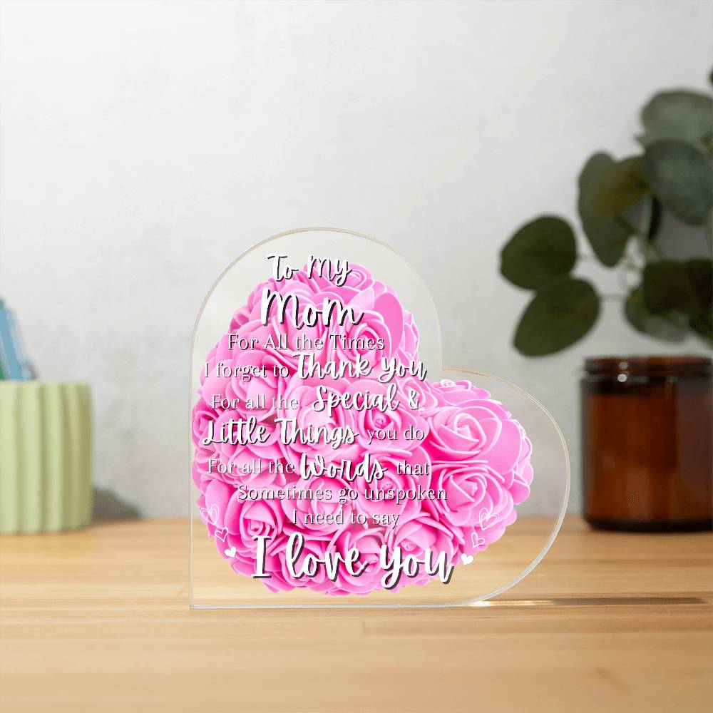 Acrylic I Love You Mom Pink Flowers Background