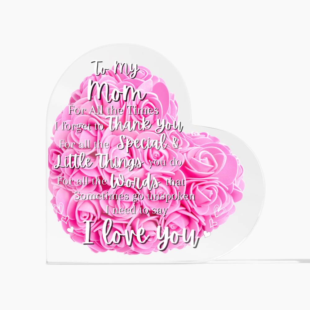 Acrylic I Love You Mom Pink Flowers Background