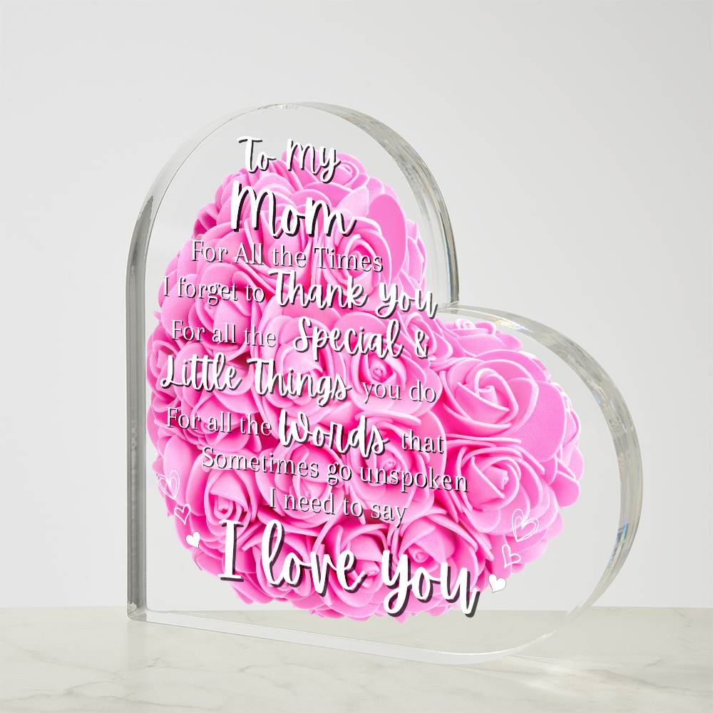 Acrylic I Love You Mom Pink Flowers Background