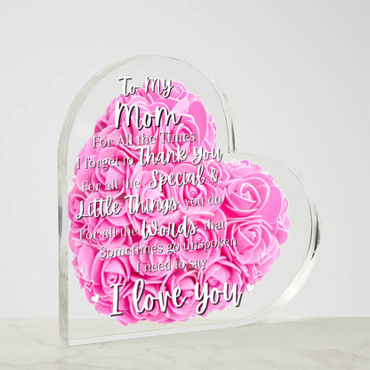 Acrylic I Love You Mom Pink Flowers Background