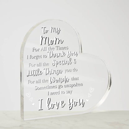 I Love You Mom Acrylic Heart