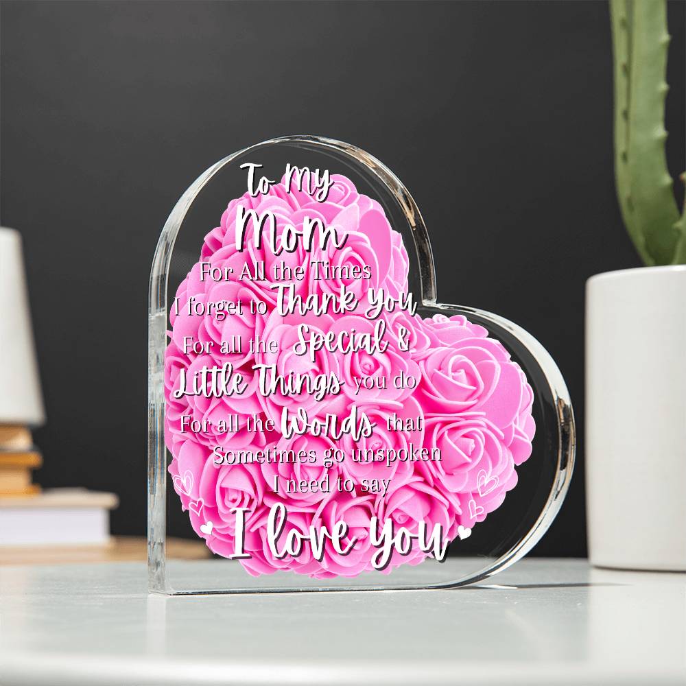 Acrylic I Love You Mom Pink Flowers Background