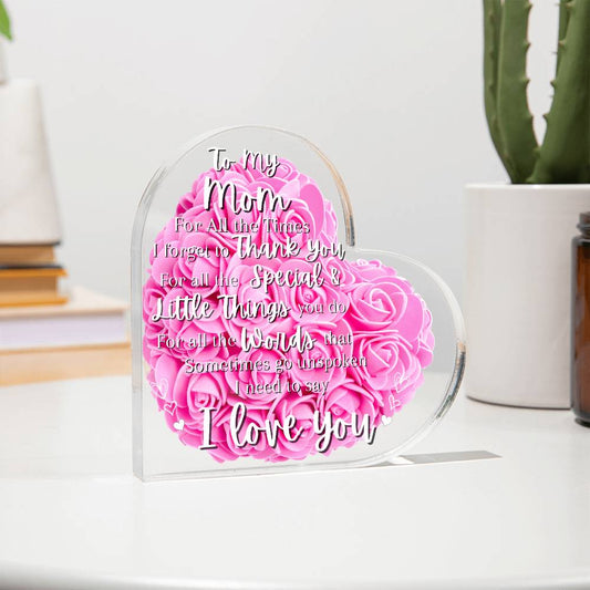 Acrylic I Love You Mom Pink Flowers Background