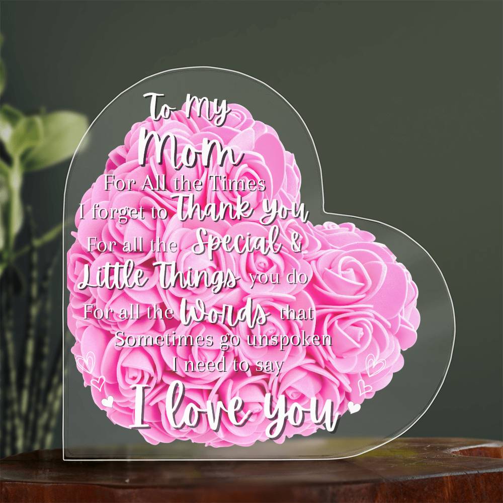 Acrylic I Love You Mom Pink Flowers Background