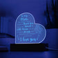 Engraved Acrylic Heart Plaque With LED Base I Love you Mom message
