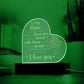 Engraved Acrylic Heart Plaque With LED Base I Love you Mom message