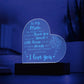 Engraved Acrylic Heart Plaque With LED Base I Love you Mom message