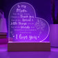 Engraved Acrylic Heart Plaque With LED Base I Love you Mom message